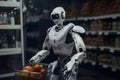 A smart robotic device performing shopping tasks in a supermarket