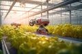 Smart Robotic Farmers Revolutionizing Agriculture. created with Generative AI