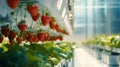Smart robotic farmers strawberry in agriculture futuristic robot automation to work or increase efficiency