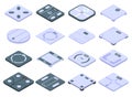 Smart scales icons set, isometric style