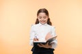 Smart school girl. childrens day. small girl child. private teaching. Education online. happy little girl in school Royalty Free Stock Photo