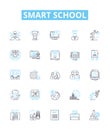 Smart school vector line icons set. Smart, School, Technology, Learn, Innovative, Intelligent, Digital illustration