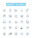 Smart school vector line icons set. Smart, School, Technology, Learn, Innovative, Intelligent, Digital illustration