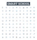 Smart school vector line icons set. Smart, School, Technology, Learn, Innovative, Intelligent, Digital illustration