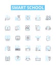 Smart school vector line icons set. Smart, School, Technology, Learn, Innovative, Intelligent, Digital illustration