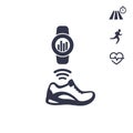 Smart shoe, running training icons on white