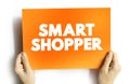 Smart Shopper text quote on card, concept background