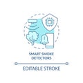 Smart smoke detectors turquoise concept icon