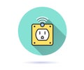 Smart socket icon with long shadow for graphic and web design. Royalty Free Stock Photo