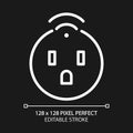 Smart socket pixel perfect white linear icon for dark theme