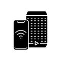 Smart speaker black glyph icon