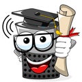 Smart speaker cartoon graduated degree funny isolated