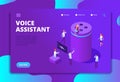 Smart speaker concept. Voice assistant, 4ir digital command center and 3d answer. Isometric vector illustration Royalty Free Stock Photo