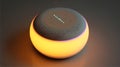 Smart speaker with ambient glowing light and voice assistant interface featuring a sleek design Royalty Free Stock Photo