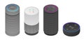 Smart speaker icons set, isometric style