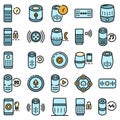 Smart speaker icons set vector flat