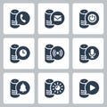 Smart Speaker Related Vector Icons in Glyph Style