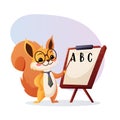 Smart squirrel teacher pointing at learning board vector illustration Royalty Free Stock Photo
