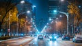 Smart Street Lighting with Motion Sensors city Royalty Free Stock Photo