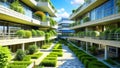 Smart sustainable city architecture with buildings for carbon footprint, environment and futuristic.Eco friendly town.