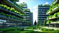 Smart sustainable city architecture with buildings for carbon footprint, environment and futuristic.Eco friendly town.