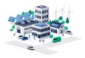 Smart Sustainable City Street with Renewable Solar Energy and Electric Cars Charging