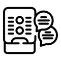 Smart talkative device icon outline vector. Voice command assistant agent