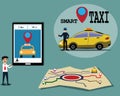 Smart taxi concept,It`s easy to used mobile application for call taxi - vector