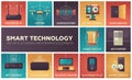 Smart technology - set of flat design infographics elements