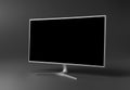Smart television screen isolated on grey Mockup. Computer monitor 3D rendering Royalty Free Stock Photo