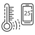 Smart temperature control icon, outline style