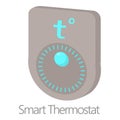 Smart thermostat icon, cartoon style