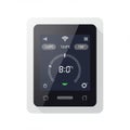 Smart thermostat interface featuring a digital display with a black screen and grey Royalty Free Stock Photo