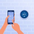 Smart thermostat as smart home concept.