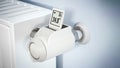 Smart thermostatic radiator valve with LCD screen. 3D illustration