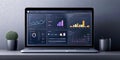 Smart Trade Decisions Made Easy with Financial Dashboard Displayed on High-Tech Business Laptop Royalty Free Stock Photo