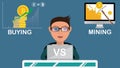 Smart trader doing cryptocurrency operation like mining or buying Royalty Free Stock Photo