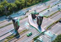 smart traffic islands medians with embedded smart tech that moni Royalty Free Stock Photo