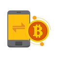Smart Transfer Bitcoin Mobile Phone Vector Illustration Graphic