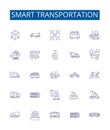 Smart transportation line icons signs set. Design collection of Smart, Transportation, Autonomous, Intelligent