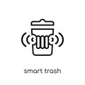smart trash icon. Trendy modern flat linear vector smart trash i