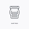 Smart trash outline icon. Simple linear element illustration. Isolated line smart trash icon on white background. Thin stroke sign Royalty Free Stock Photo