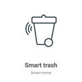 Smart trash outline vector icon. Thin line black smart trash icon, flat vector simple element illustration from editable smart Royalty Free Stock Photo
