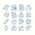 Smart Travel Icon Set. Minimal Line Style Royalty Free Stock Photo
