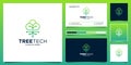 Smart tree cloud idea logo design modern. minimal symbol for tech, cloud, data, internet with business card design Royalty Free Stock Photo