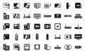 Smart TV box icons set simple vector. Cable device