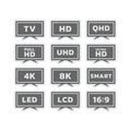 Smart tv and 8K vector labels