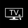Smart TV with remote control icon isolated on black background Royalty Free Stock Photo