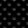 Smart TV with remote control seamless pattern isolated on black background Royalty Free Stock Photo