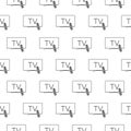 Smart TV with remote control seamless pattern isolated on white background Royalty Free Stock Photo